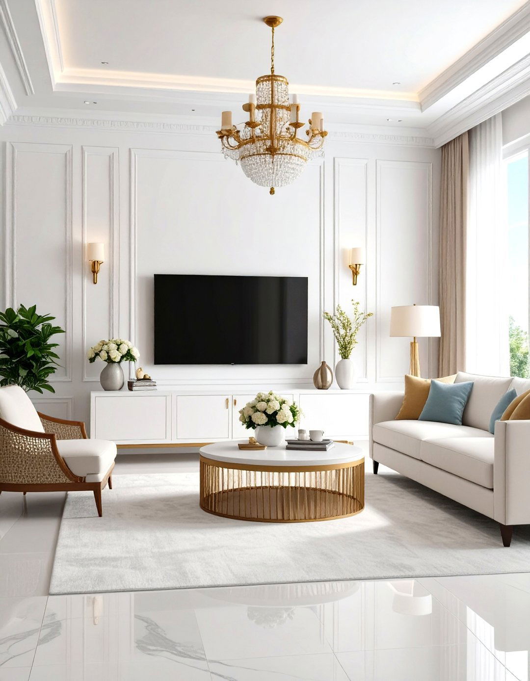 Hidden TV Behind Custom Paneling - 30 living room tv wall ideas