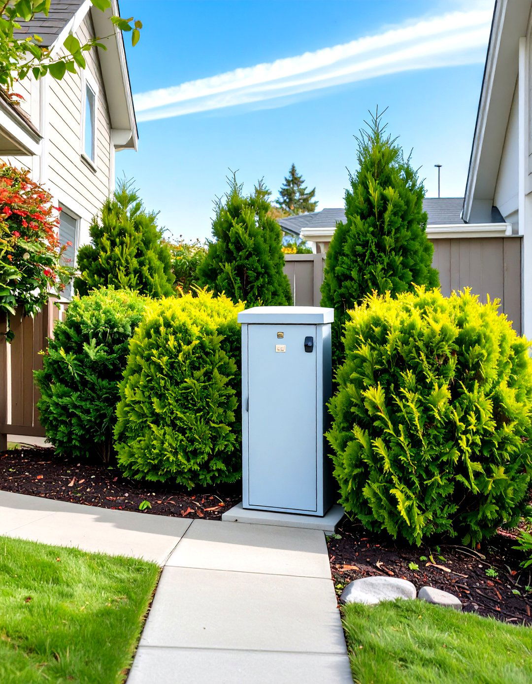 Hiding Utility Boxes with Plants - 30 simple front yard landscaping ideas