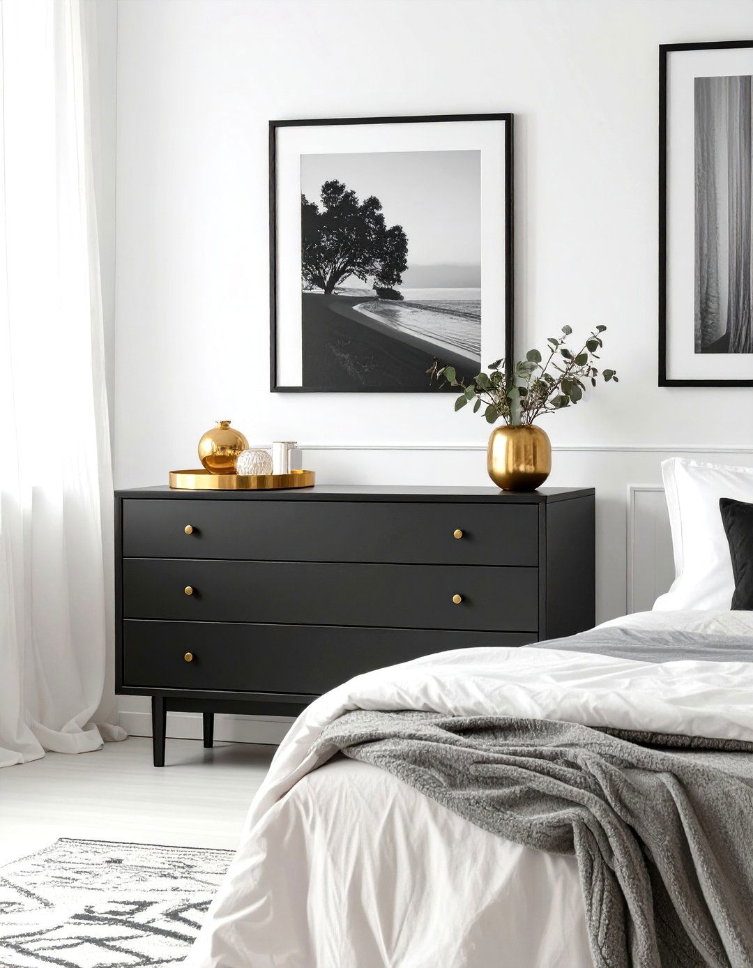 High Contrast Bedroom Drama - 30 master bedroom dresser decor ideas
