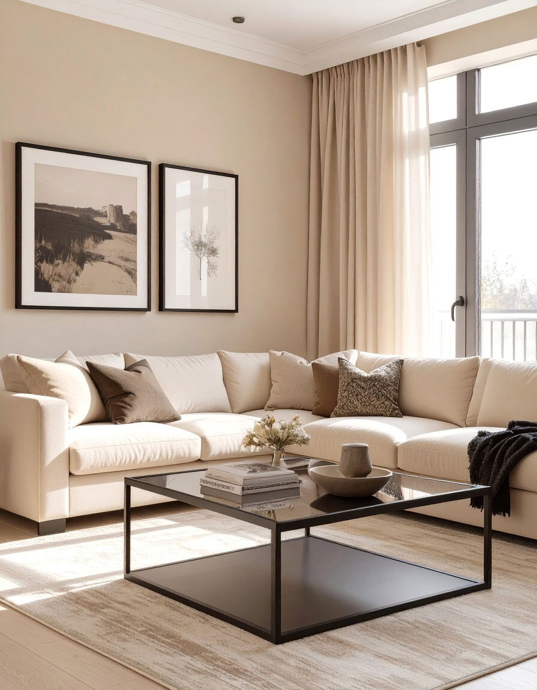 High Contrast Beige Living Room - 30 beige living room ideas