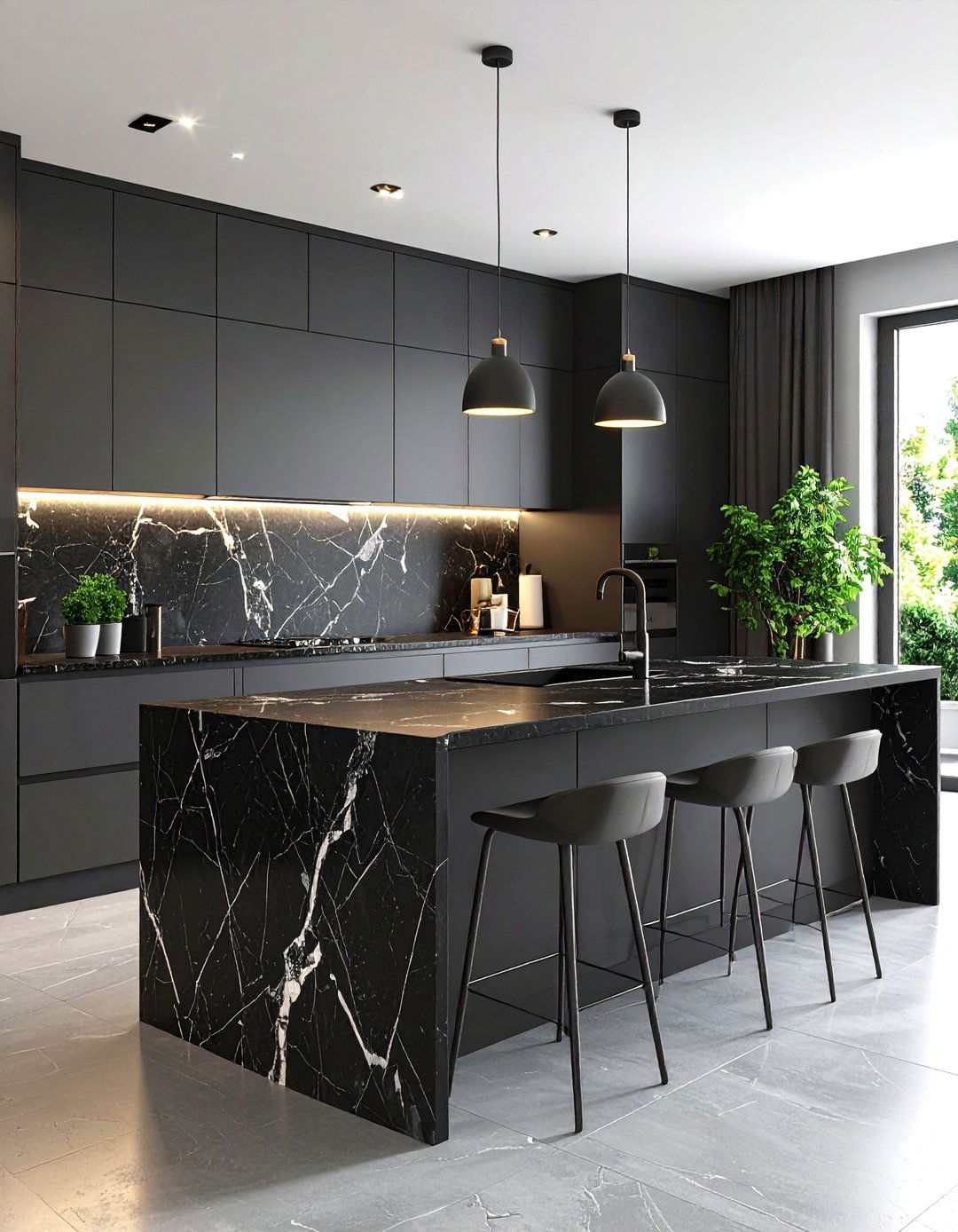High Contrast Black and Grey Kitchen - 30 grey kitchen ideas