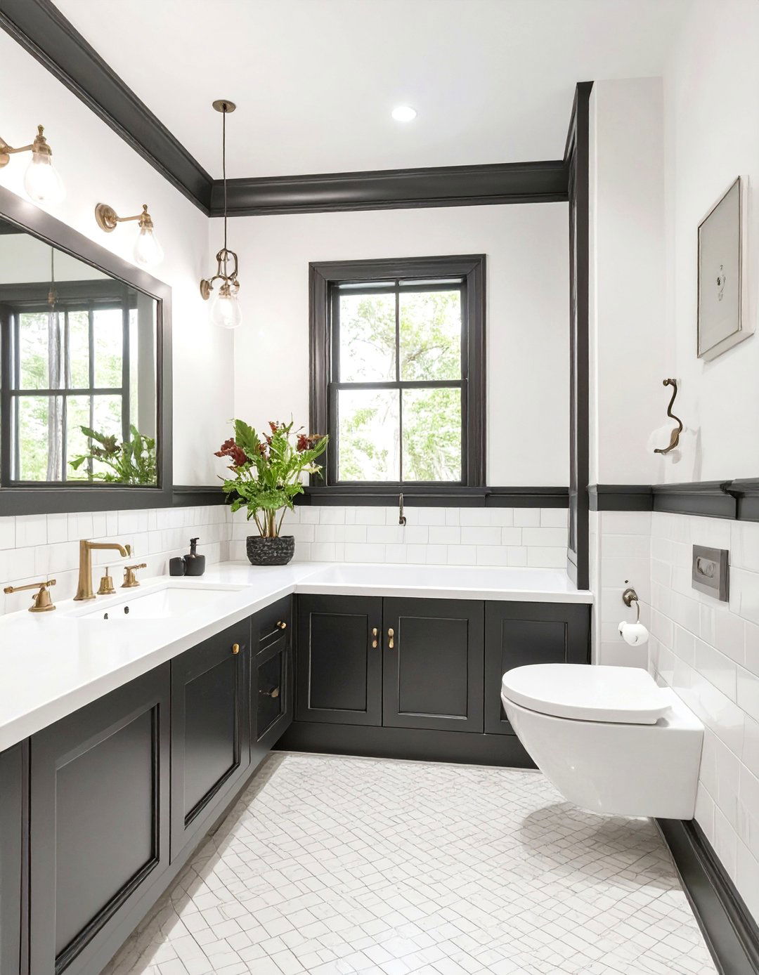 High Contrast Black and White Bathroom - 30 bathroom painting ideas photos