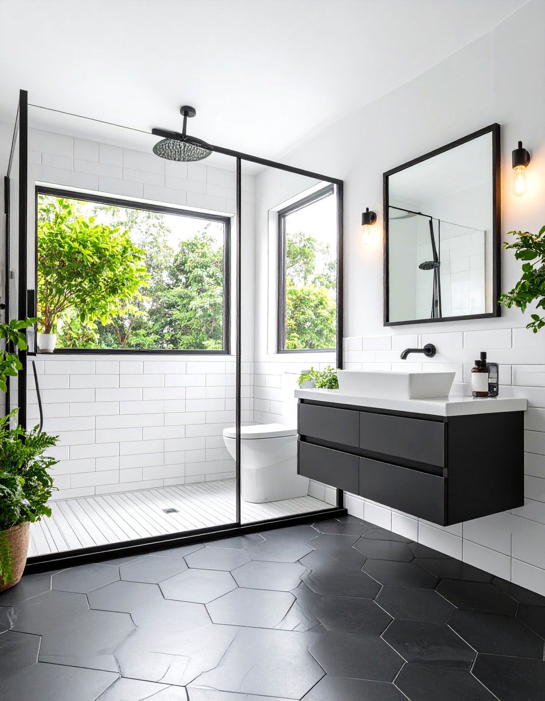 High Contrast Black and White Bathroom - 30 50 small bathroom ideas with shower and toilet