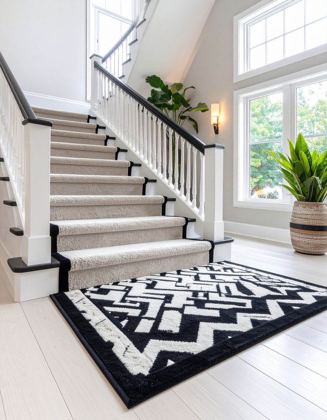 High Contrast Black and White Carpets - 30 latest carpet trends for stairs