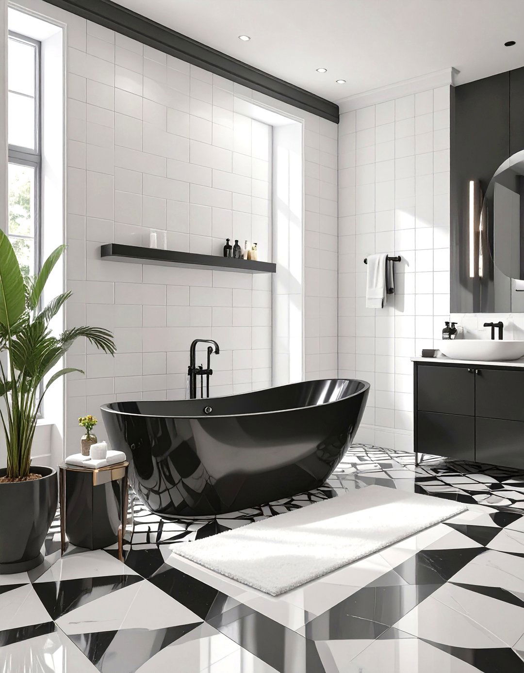 High Contrast Black and White Decor - 30 modern house interior design ideas