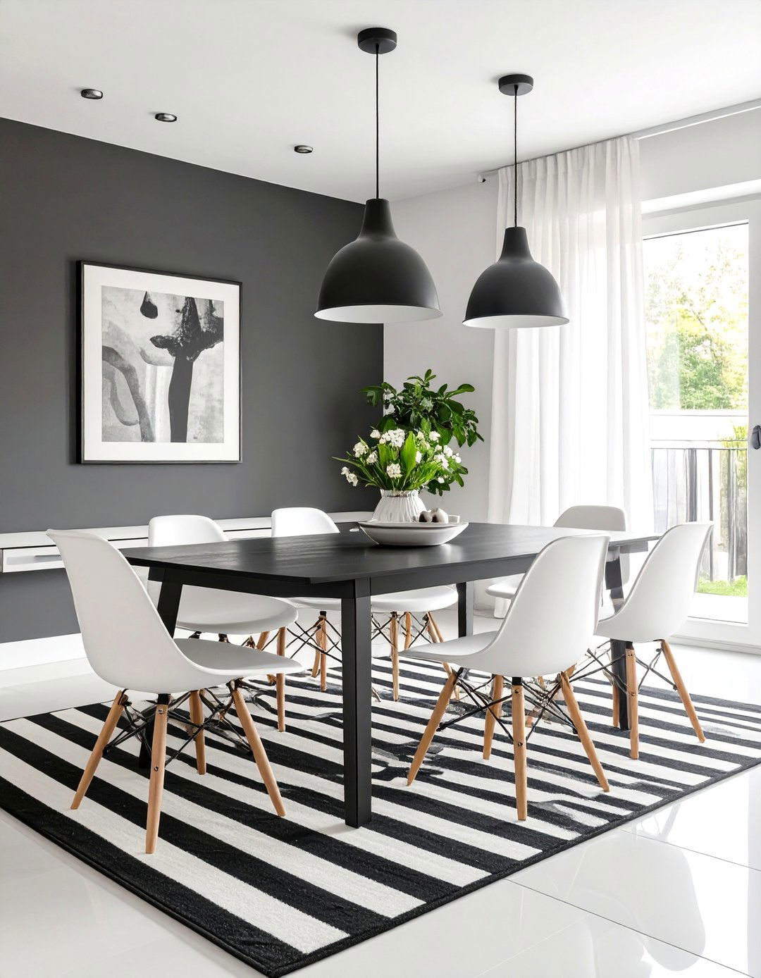 High Contrast Black and White Dining - 30 casual dining room ideas