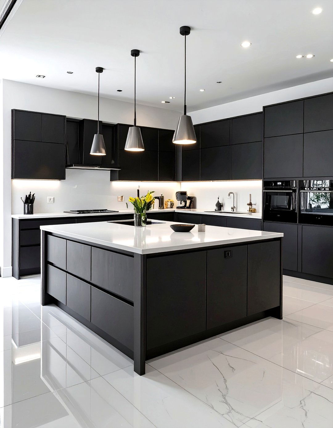 High Contrast Black and White Kitchen - 30 contemporary kitchen ideas