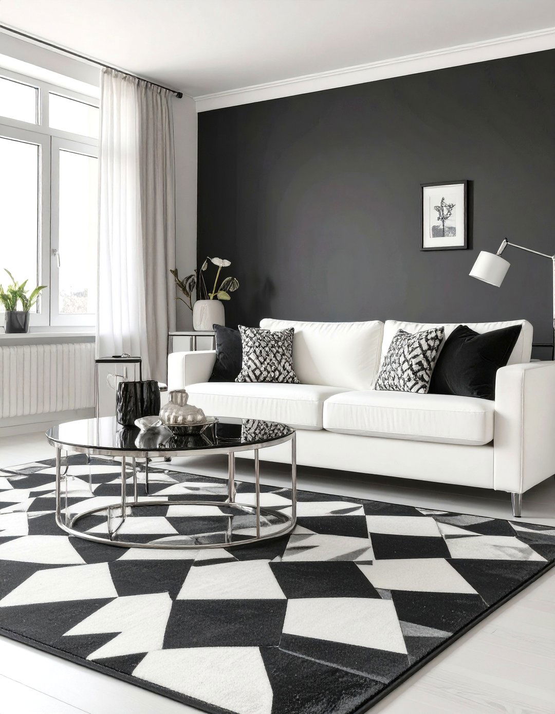 High Contrast Black and White Living Room - 30 modern luxury modern living room design ideas