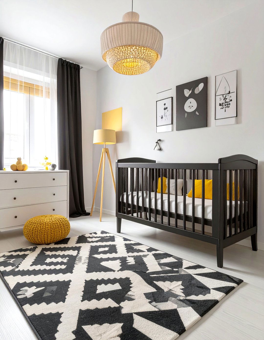 High Contrast Black and White Nursery - 30 baby boy nursery ideas for small rooms