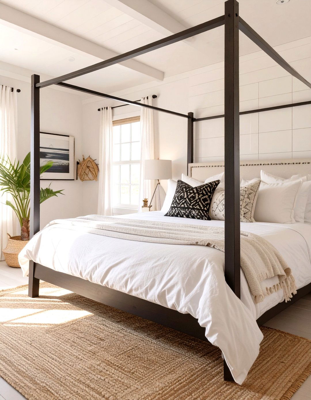 High Contrast Coastal Bedroom - 30 modern coastal interior design ideas