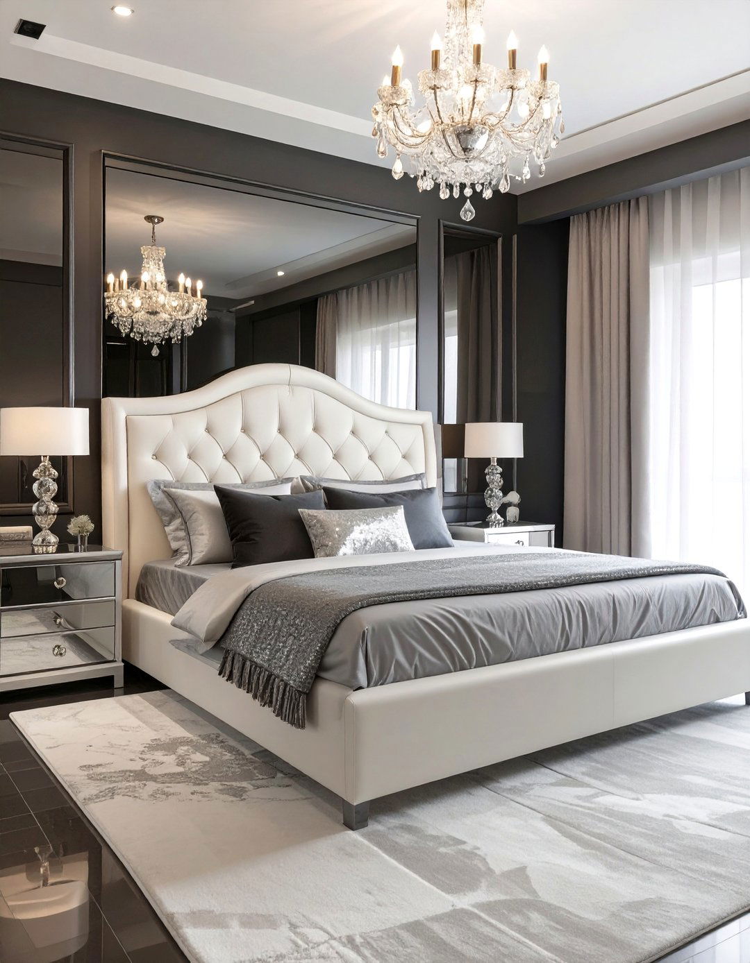 High Contrast Dramatic Bedroom - 30 black and grey bedroom ideas