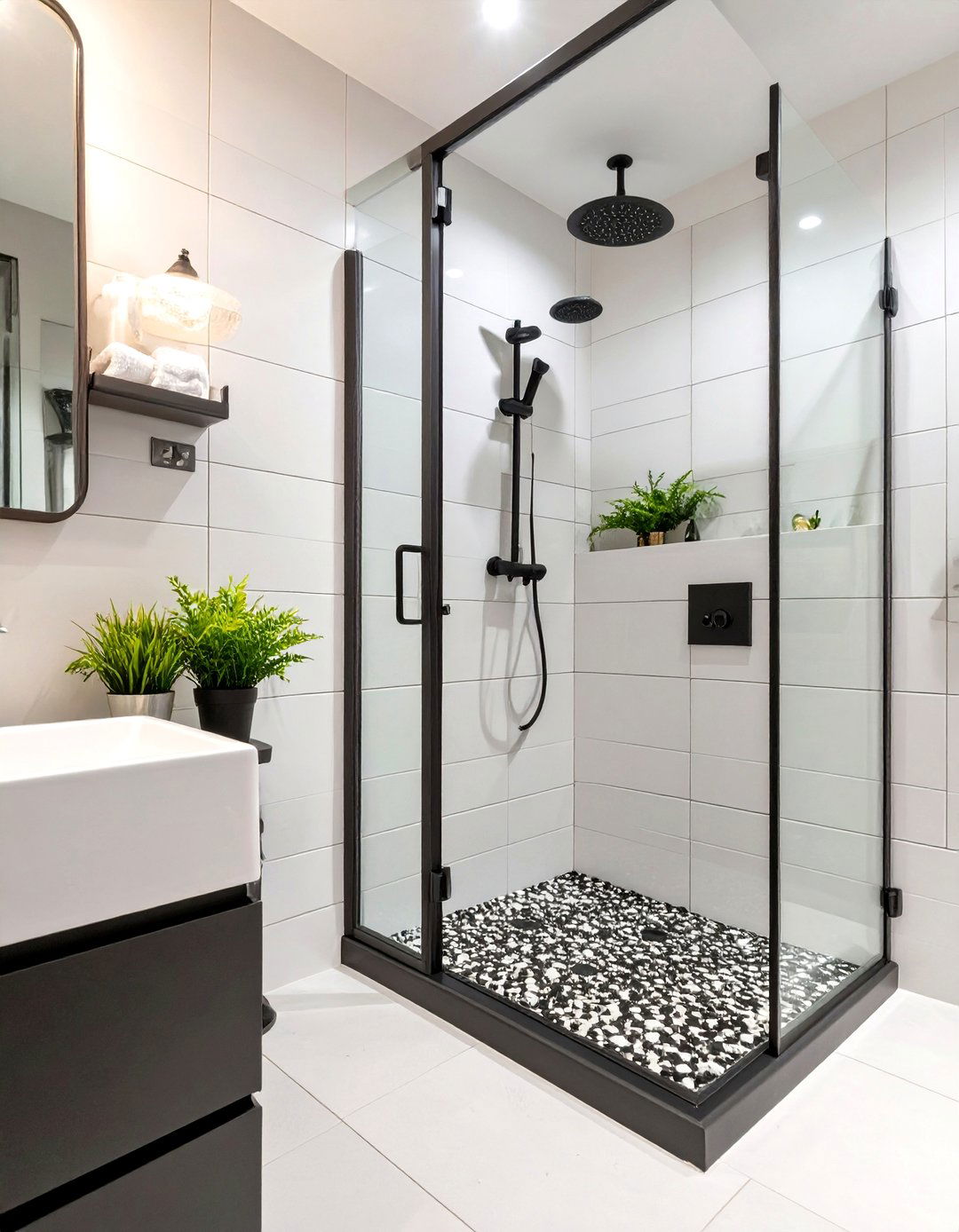High Contrast Fixtures Small Doorless Shower - 30 small doorless walk in shower ideas