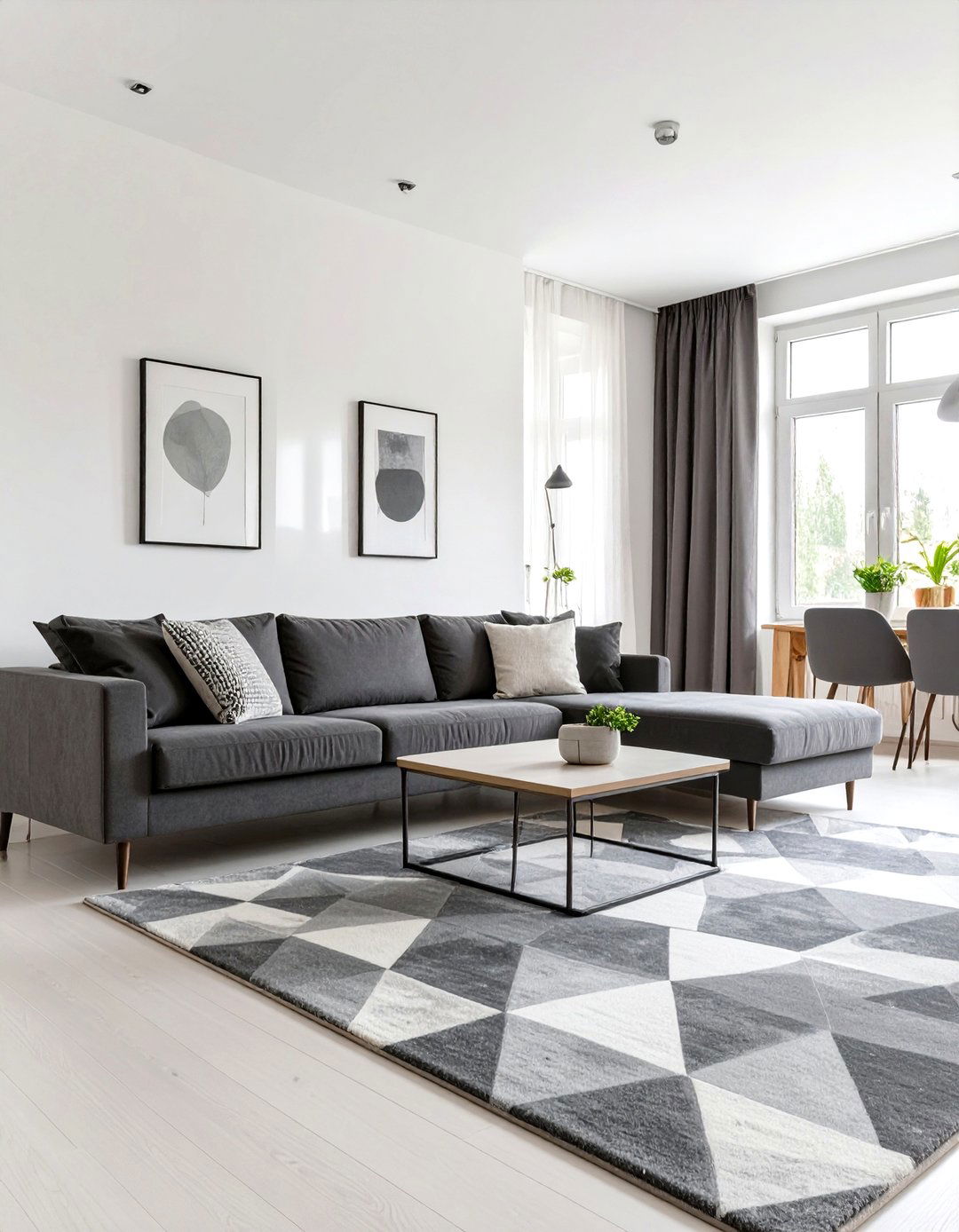 High Contrast Gray and White Living Room - 30 gray living room ideas