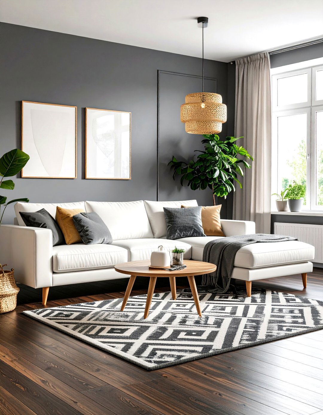 High Contrast Grey and White Living Room - 30 grey and white living room ideas