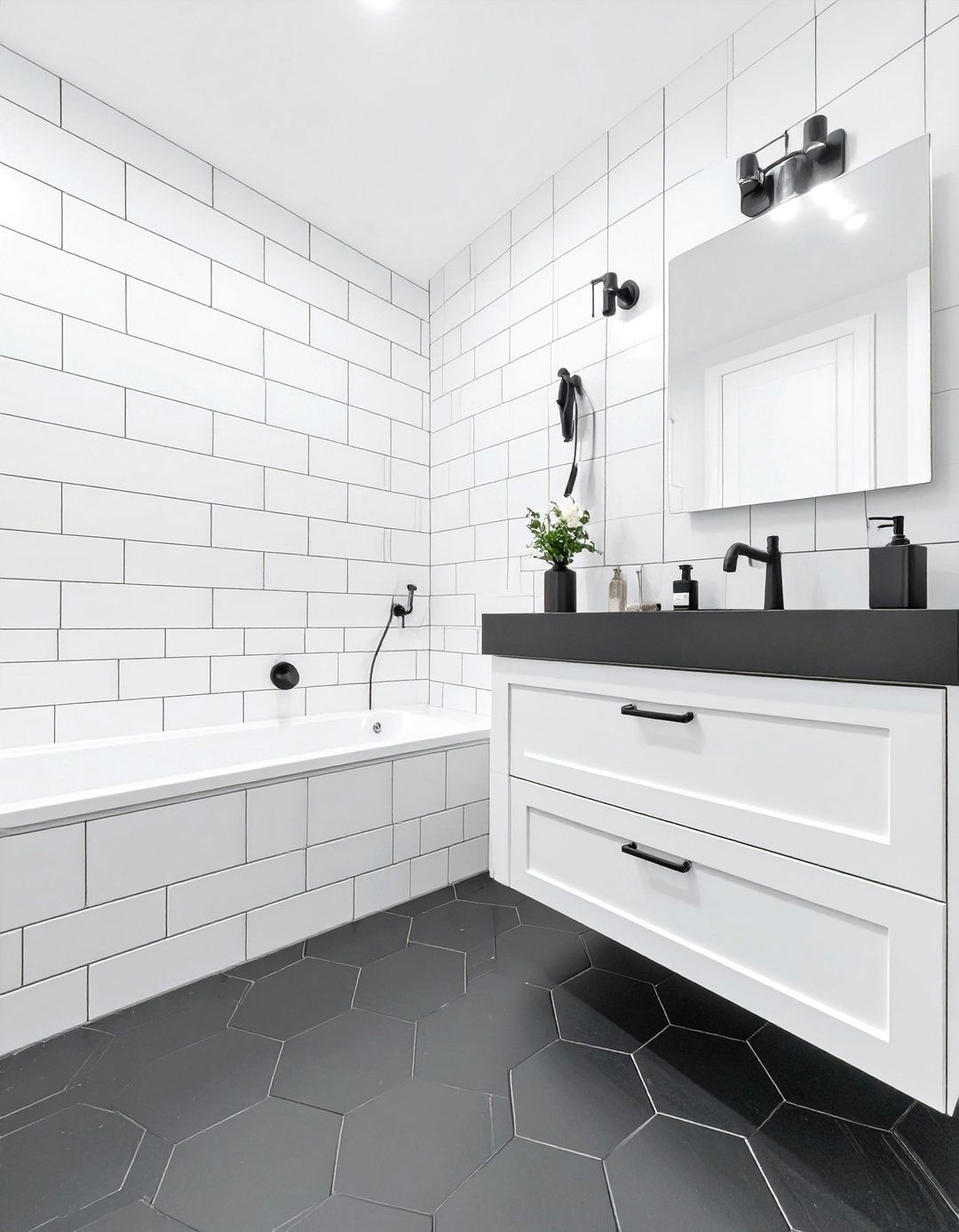 High Contrast Guest Bathroom - 30 modern guest bathroom ideas