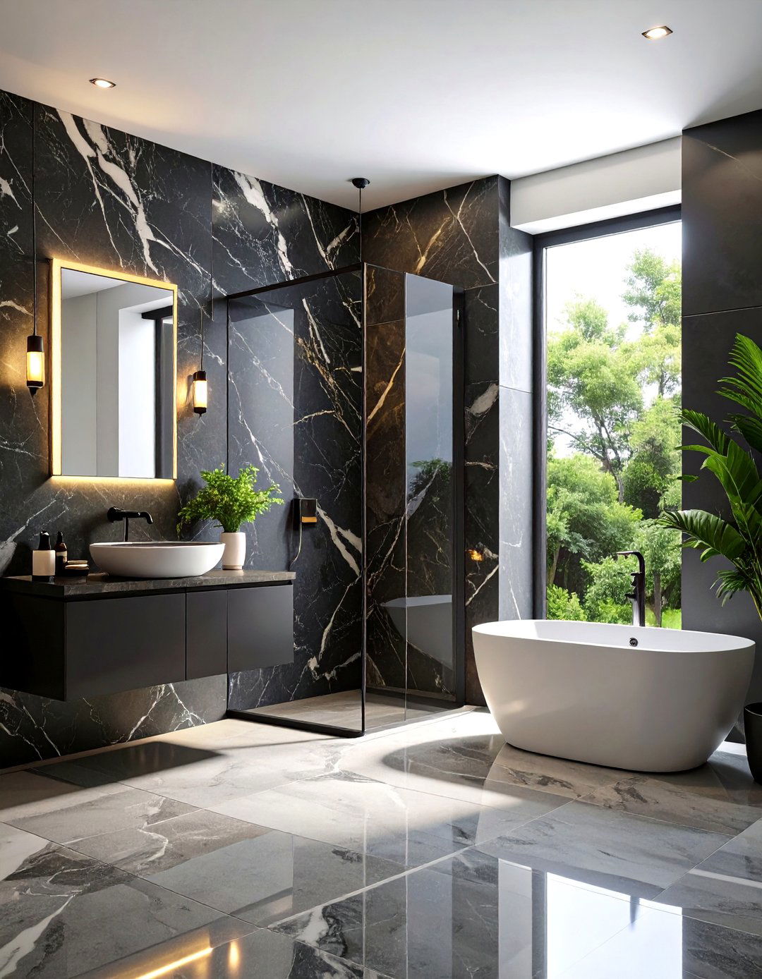 High Contrast Marble Bathroom - 30 2025 bathroom ideas