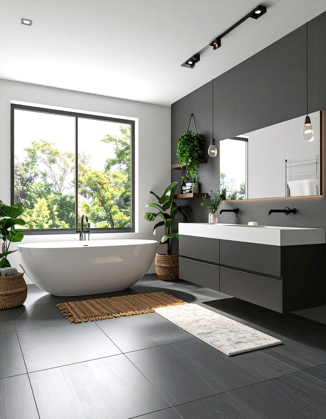 High Contrast Modern Bathroom - 30 gray and white bathroom ideas