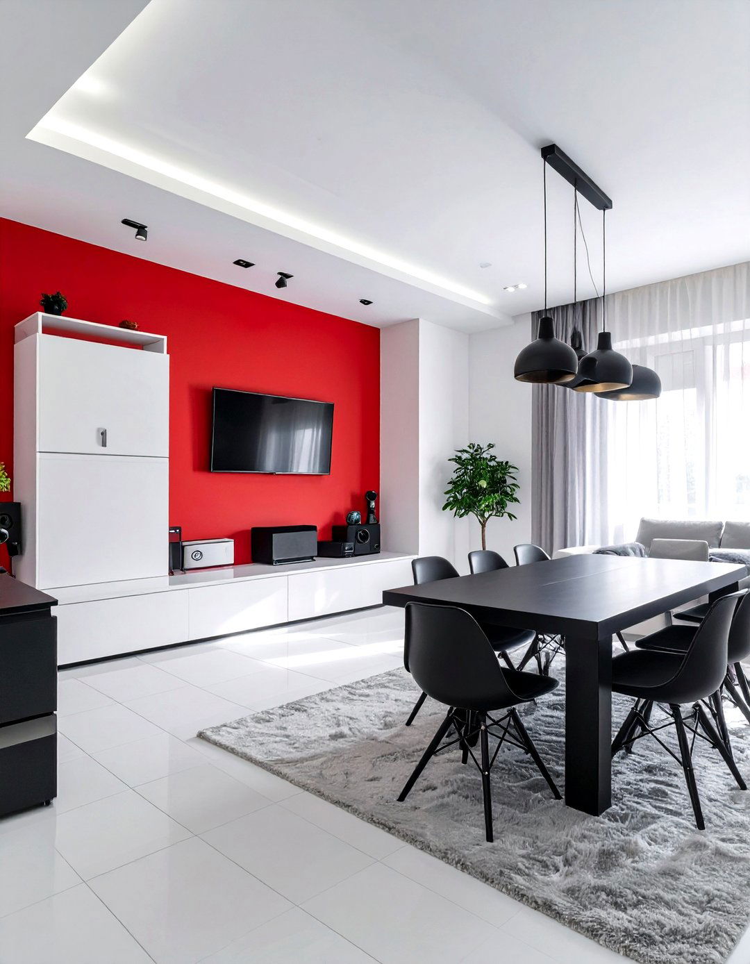 High Contrast Red and White Game Room - 30 game room paint ideas