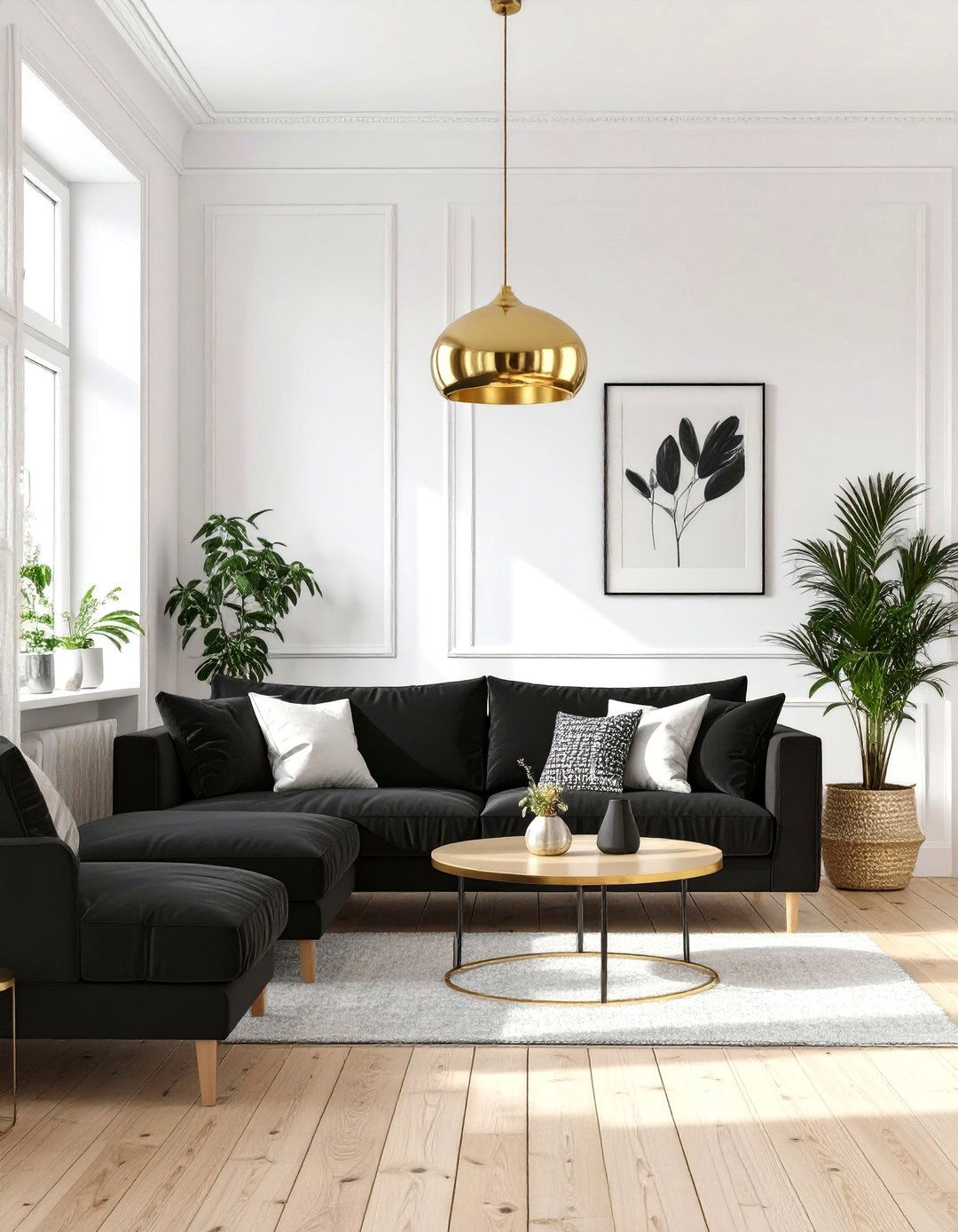 High-Contrast Scandinavian Living Room Design Ideas