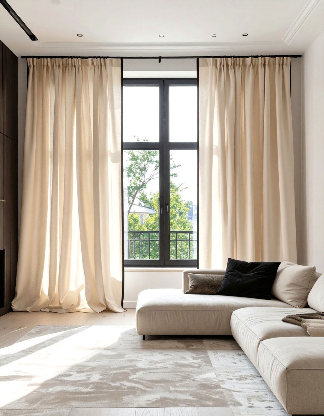 High Contrast Trim Curtains - 30 curtain ideas for living room
