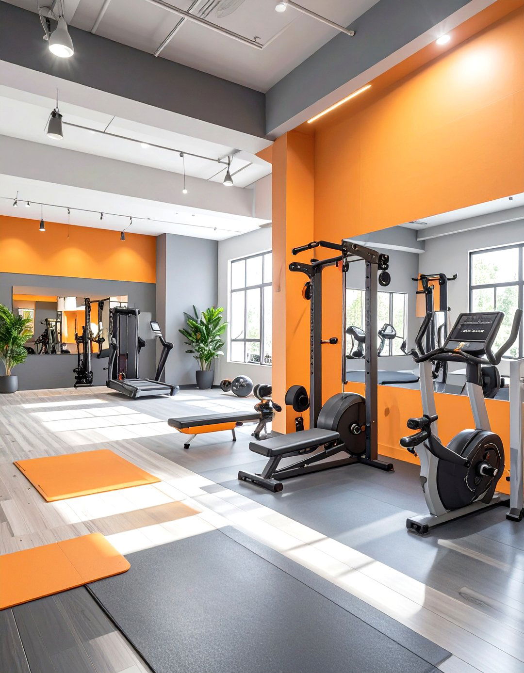 High Energy Orange and Charcoal Basement - 30 modern basement color ideas decorating