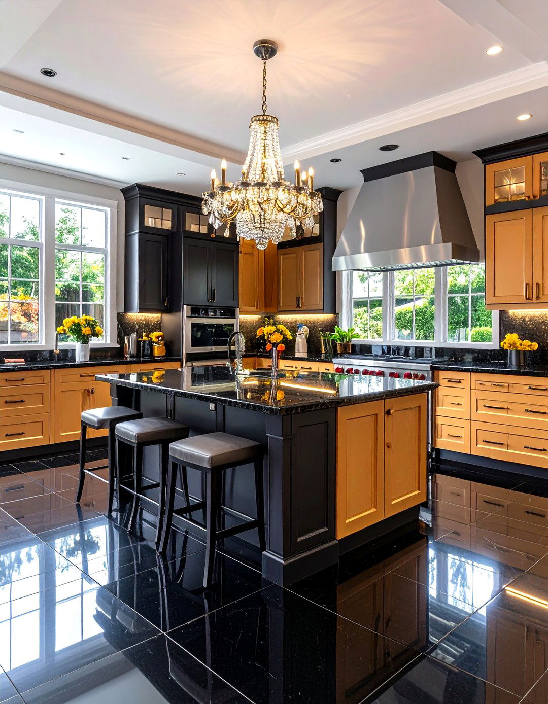 High Gloss Black Tile Kitchen Floor - 30 kitchen floors ideas