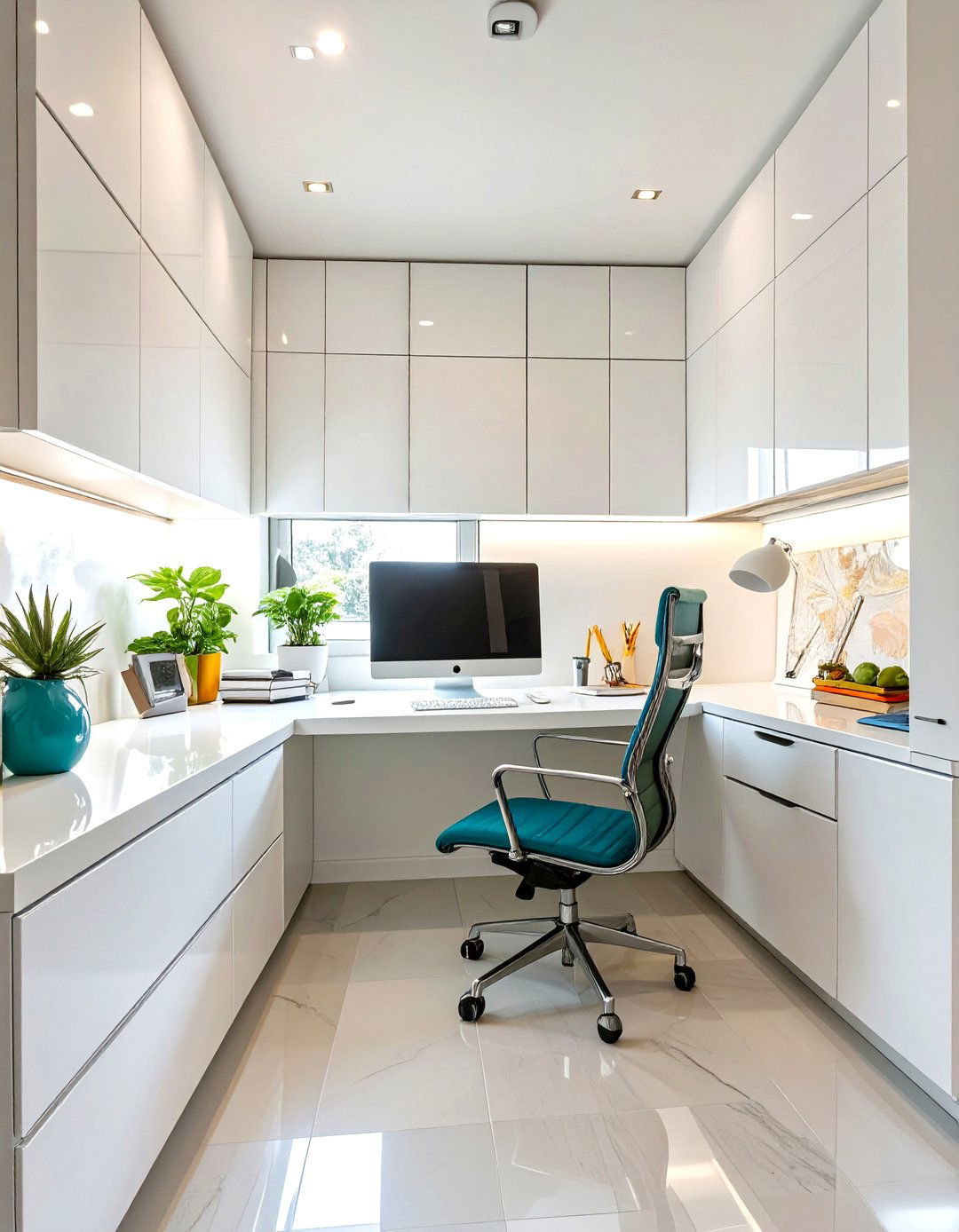 High Gloss Cabinetry Surfaces - 30 small office interior design ideas
