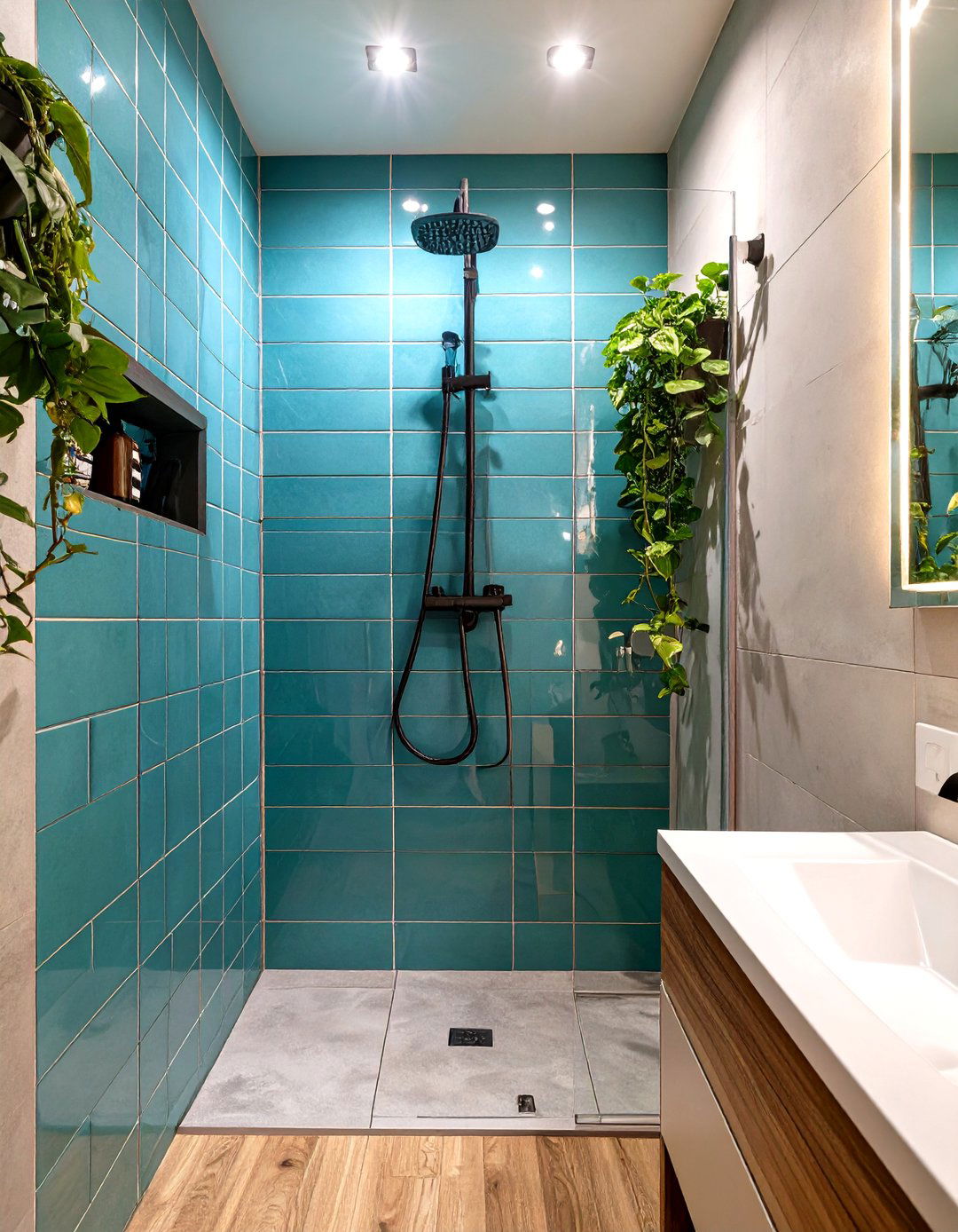 High Gloss Finish Tile Small Shower - 30 small shower ideas