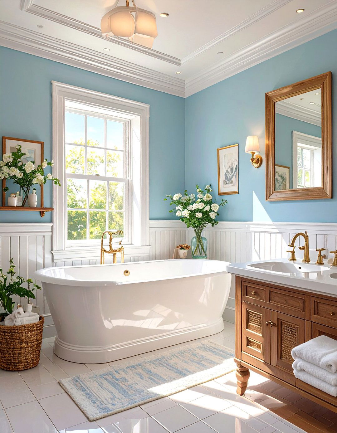 High Gloss Finish for Easy Cleaning - 30 bathroom baseboard ideas