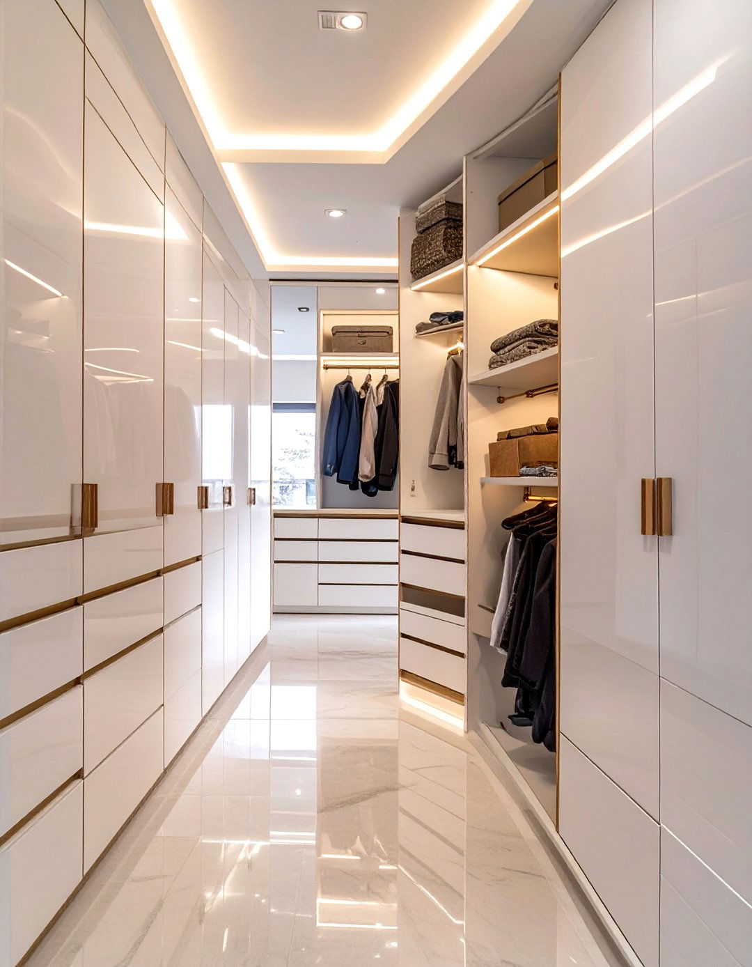 High Gloss Finish on Cabinetry - 30 small walk in closet design ideas