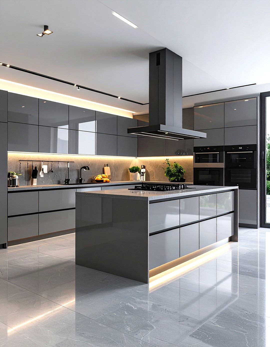 High Gloss Grey Modern Kitchen - 30 grey kitchen ideas