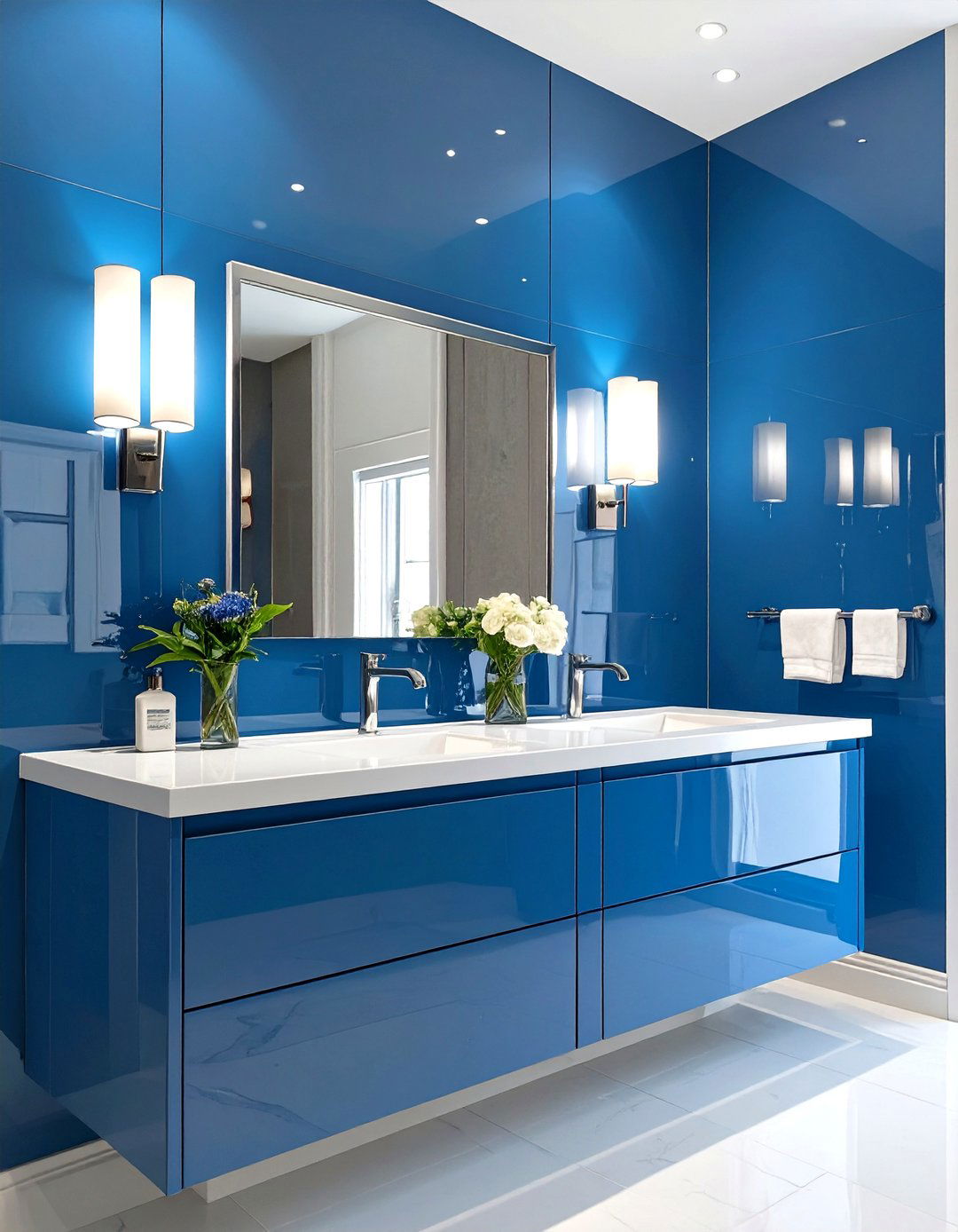 High Gloss Lacquer Finish - 30 bathroom accent wall ideas