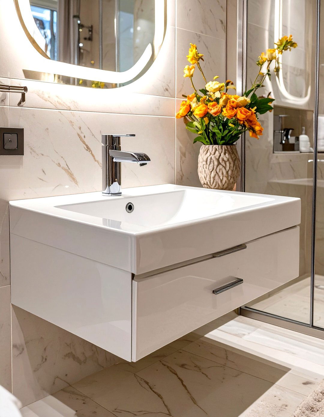 High Gloss Lacquer Floating Sink - 30 small bathroom sink ideas