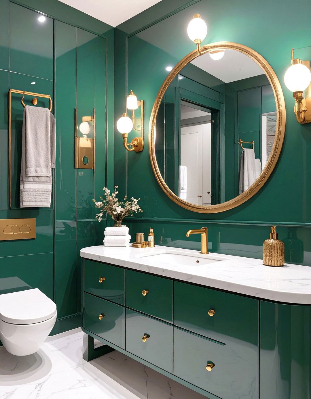 High Gloss Lacquered Bathroom Walls - 30 bathroom wall ideas