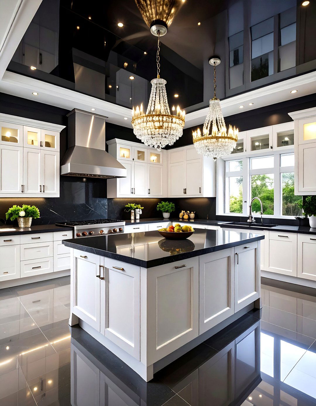 High Gloss Lacquered Kitchen Ceiling - 30 kitchen ceiling ideas