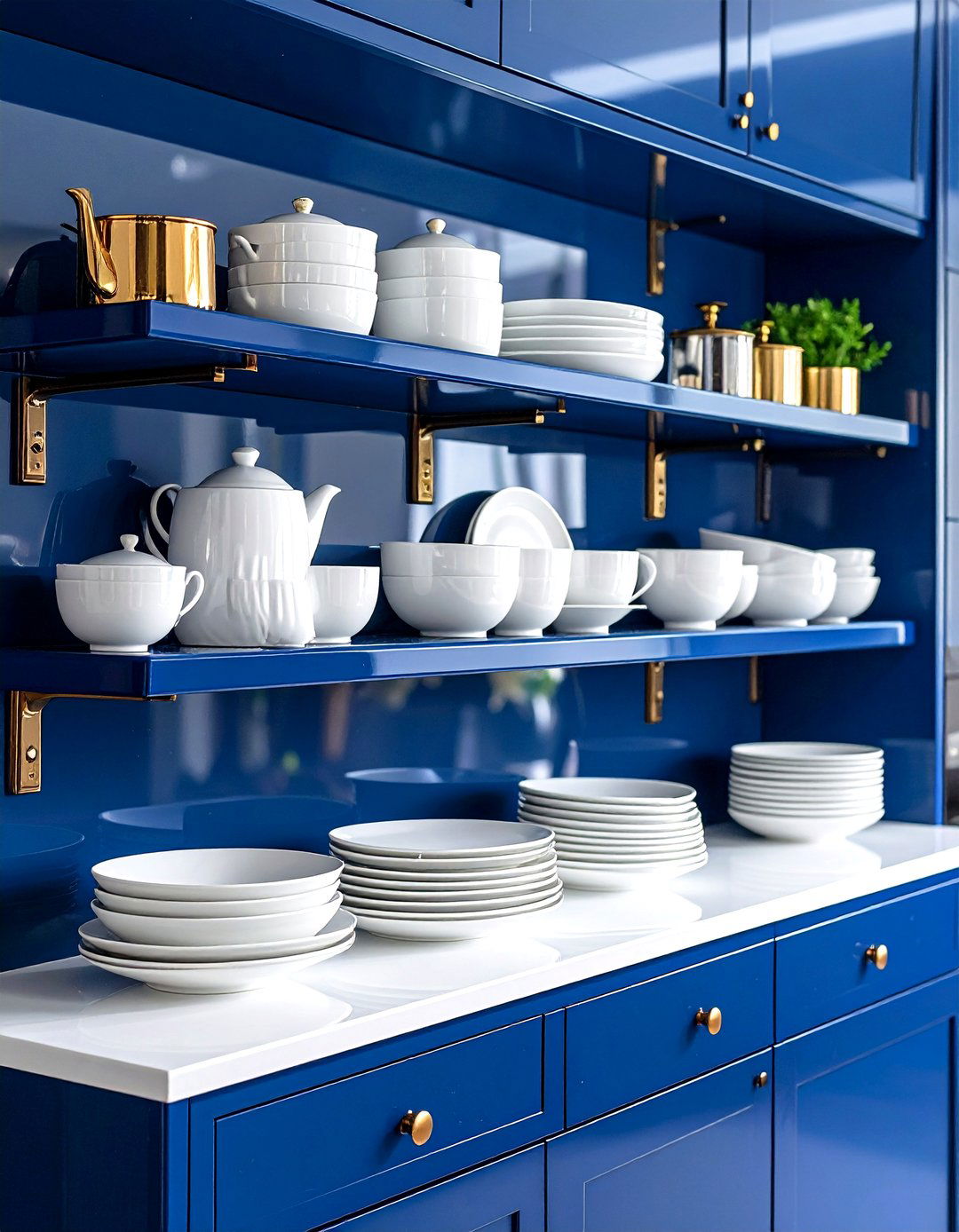 High Gloss Lacquered Kitchen Shelves - 30 kitchen shelving ideas