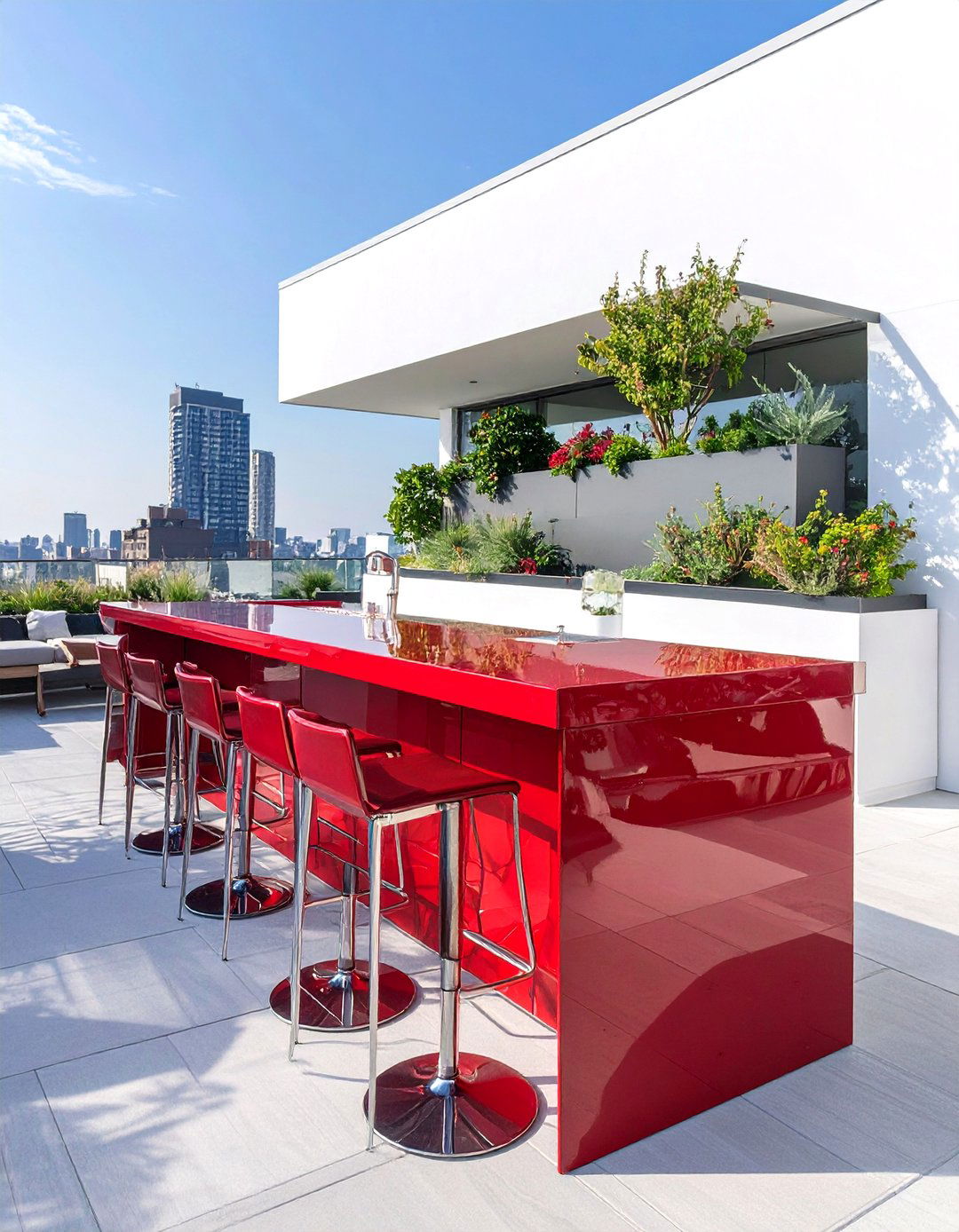 High Gloss Lacquered Outdoor Bar Top - 30 outdoor bar top ideas