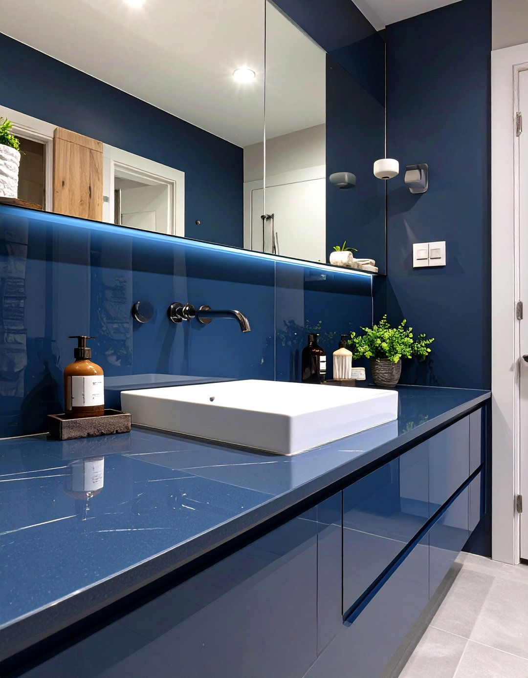 High Gloss Lacquered Panel Backsplash - 30 vanity backsplash bathroom sink backsplash ideas