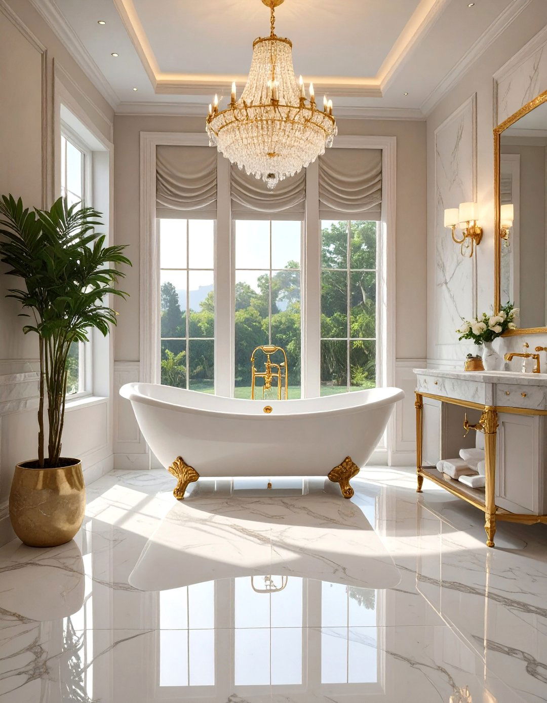 High Gloss Marble Tiles - 30 bathroom floor tile ideas 2025