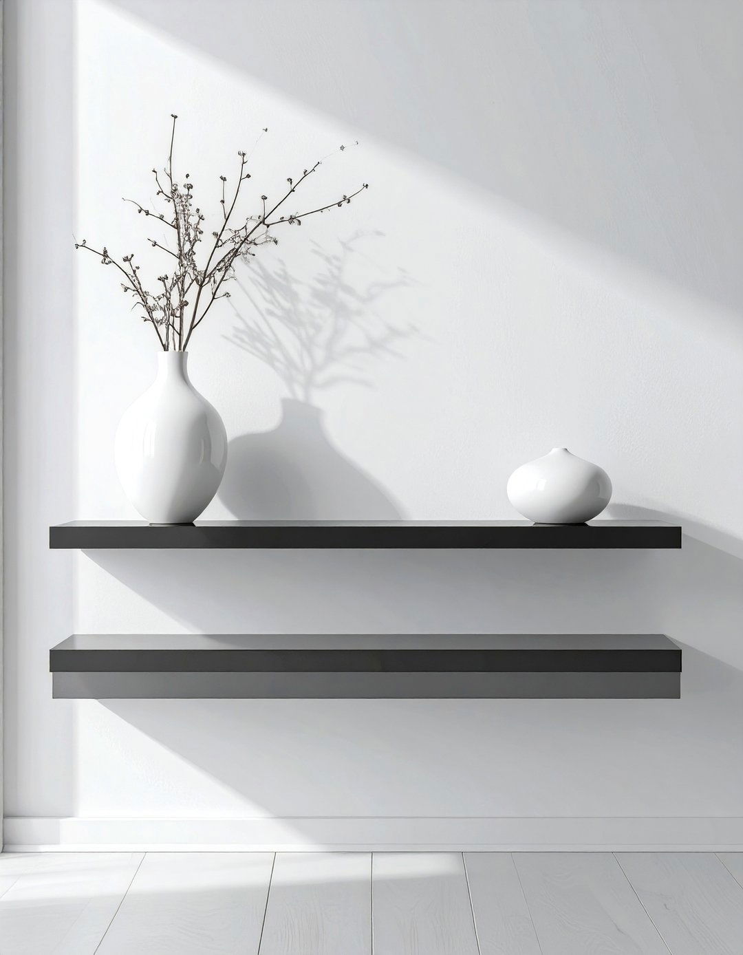 High Gloss Modern Floating Shelves - 30 floating shelves ideas living room