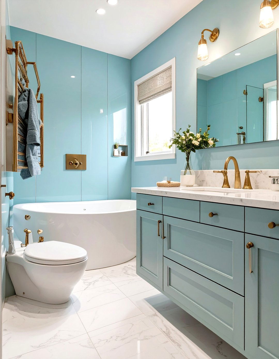 High Gloss Paint Trick - 30 cheap bathroom ideas for small bathrooms
