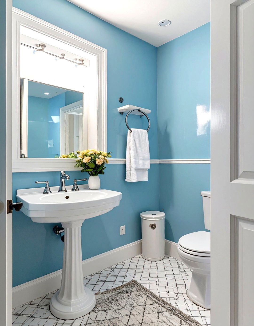 High Gloss Paint for Light Reflection - 30 small bathroom inspo ideas
