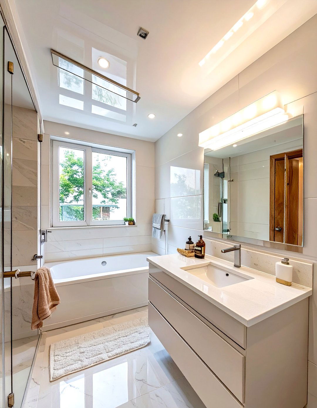 High Gloss Paint on Ceilings - 30 small bathroom remodeling ideas