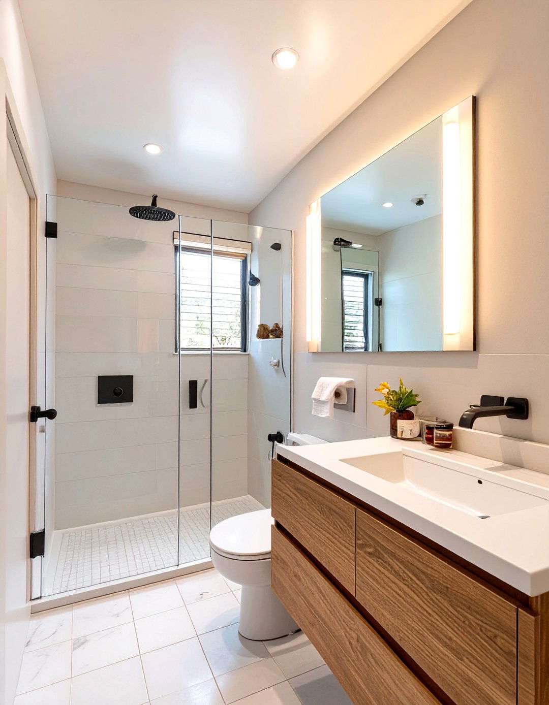 High Gloss Paint on the Ceiling - 30 shower small bathroom ideas