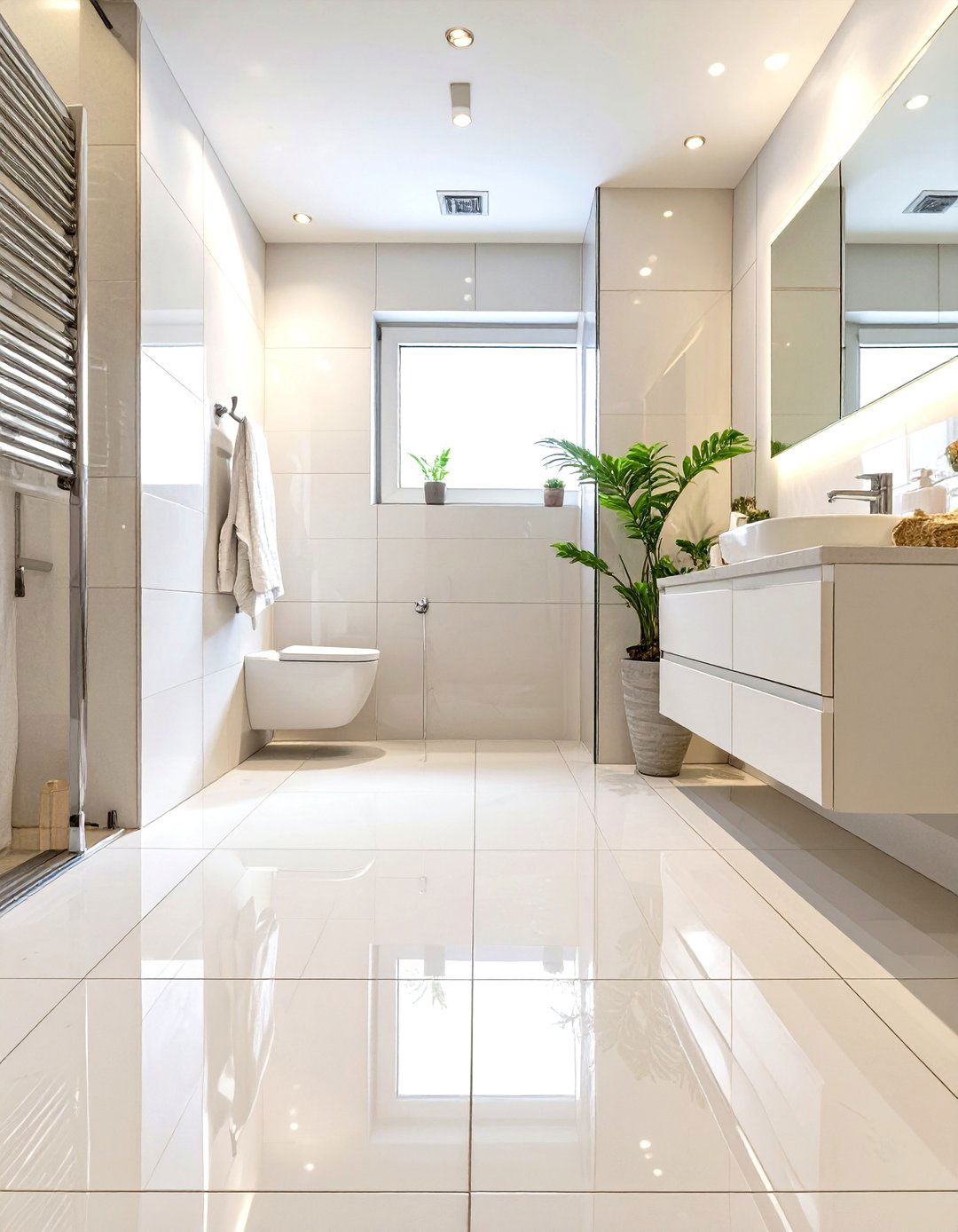 High Gloss Tile Flooring for Light Reflection - 30 small bathroom bathroom flooring ideas