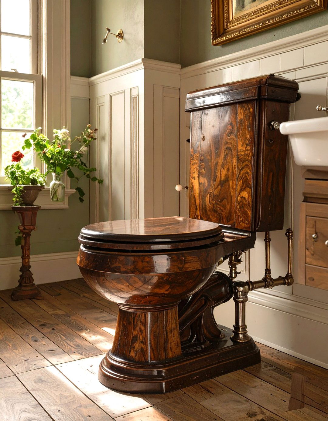 High Tank Pull Chain Toilet - 30 vintage bathroom ideas