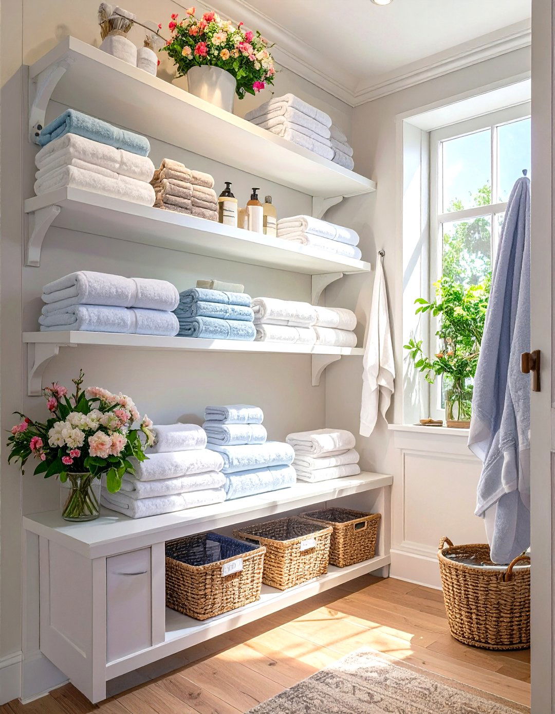 High Wall Mounted Storage Shelves - 30 shelves very small bathroom storage ideas
