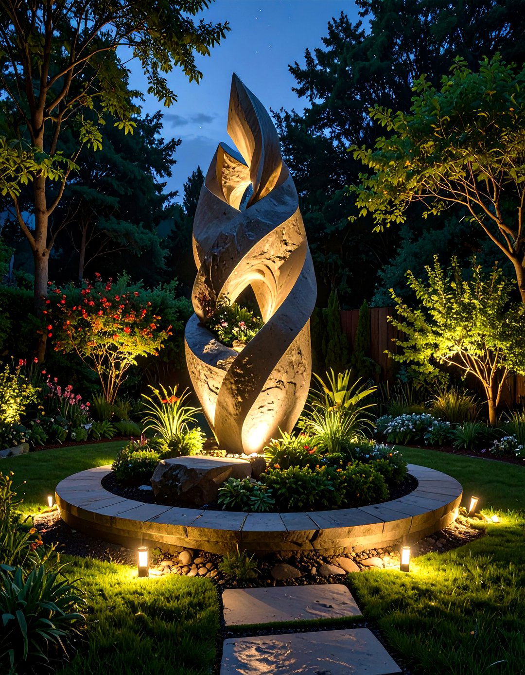 Highlighting Garden Art And Sculptures - 30 outdoor light ideas