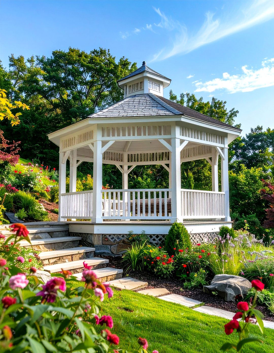 Hillside Gazebo or Pergola Retreat - 30 sloped backyard landscaping ideas