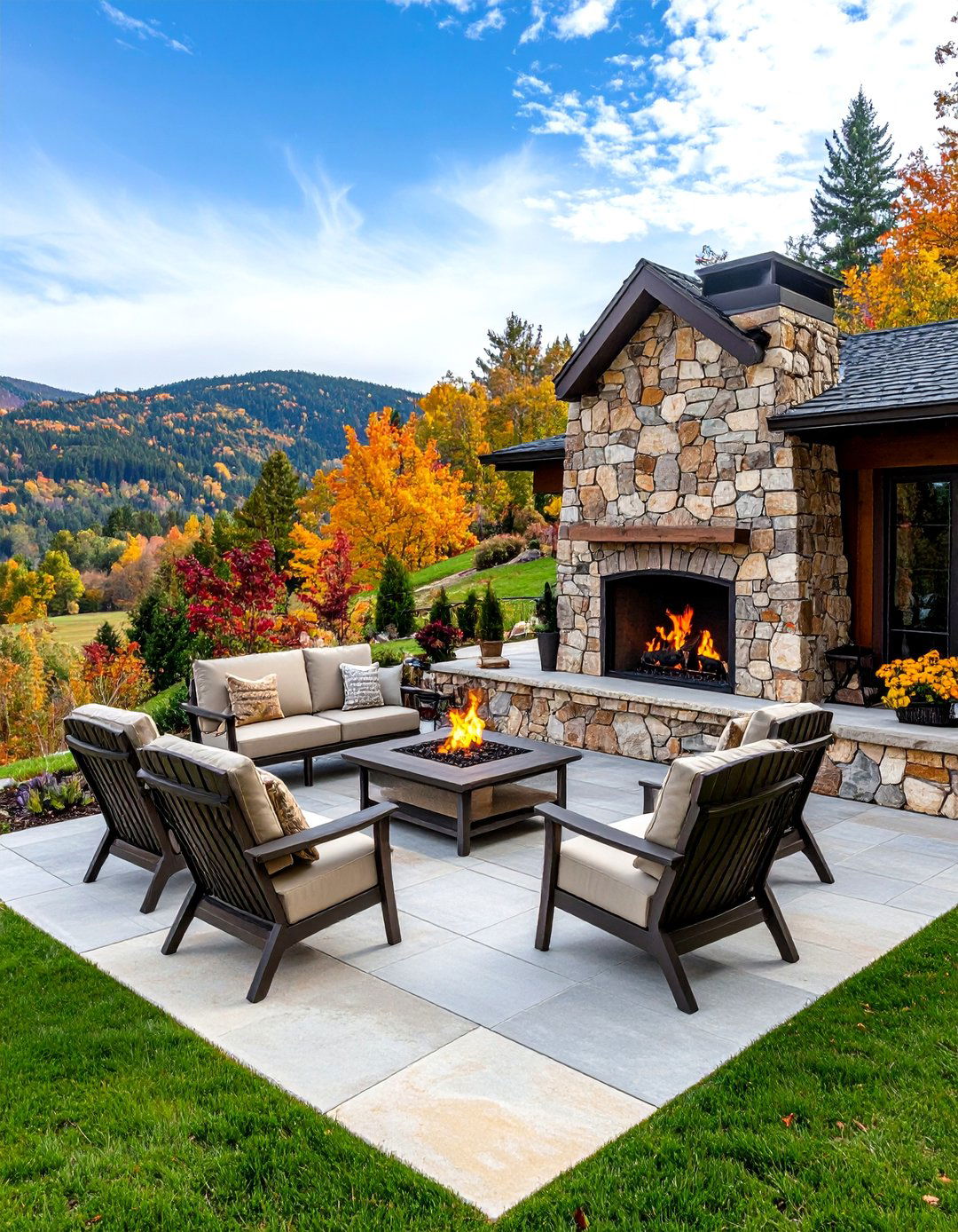 Hillside Terraced Fireplace Patio - 30 backyard fireplace ideas